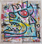 untitled (acrylic & collage on Los angeles times newsprint)